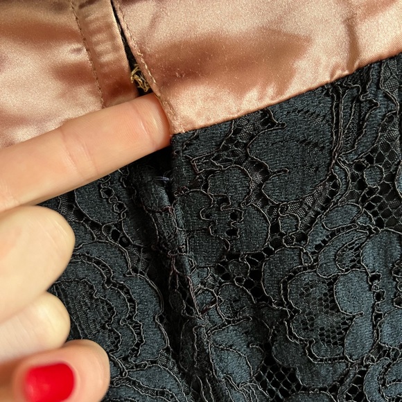 Vinrage Black Rhinestone Lace And Satin Dress / 50s / 60s VLV VTG - Picture 6 of 9